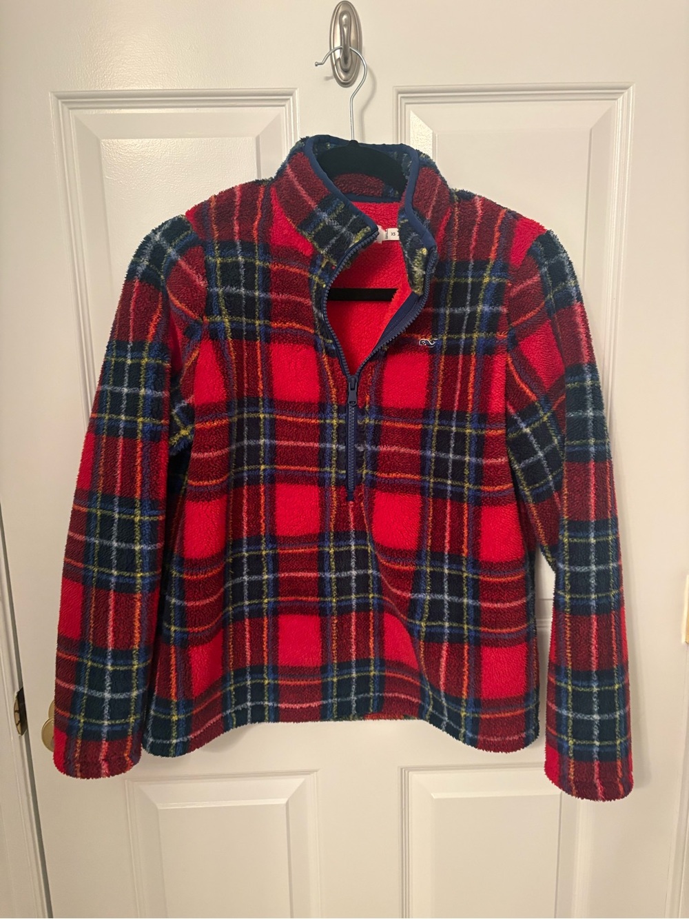 Vineyard Vines Plaid Fleece Quarter-Zip Pullover XS